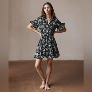 Mille Resort & Travel Violetta Dress in Black Hibiscus Size XS